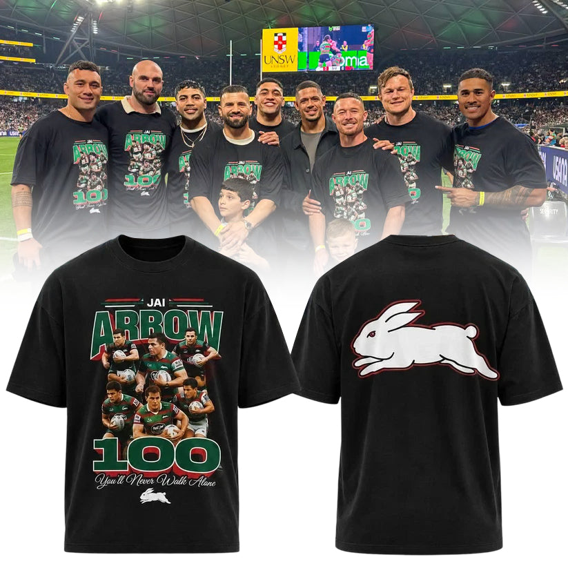 Limited Edition South Sydney Rabbitohs – Jai Arrow 100th Rabbitohs game – You’ll Never Walk Alone T-Shirt