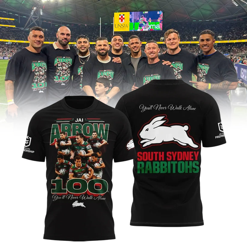 Limited Edition South Sydney Rabbitohs – Jai Arrow 100th Rabbitohs game – You’ll Never Walk Alone T-Shirt
