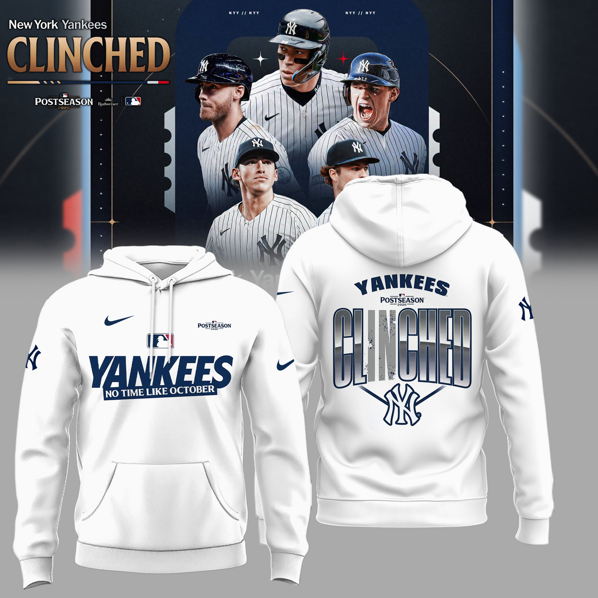 Limited Edition NY Postseason 2026 Clinched Hoodie
