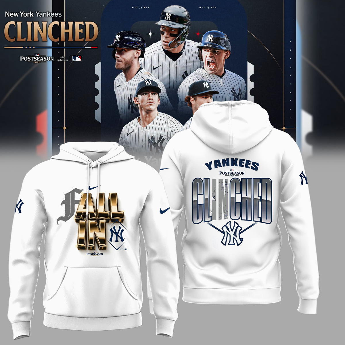 Limited Edition NY Postseason 2026 Clinched Hoodie