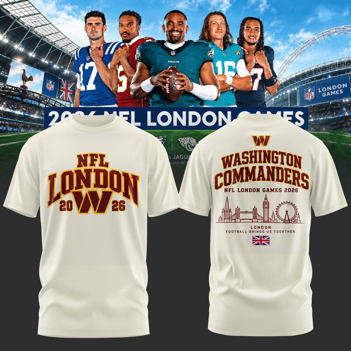 Limited Edition Washington Commanders – NFL London Games 2026 T-shirt