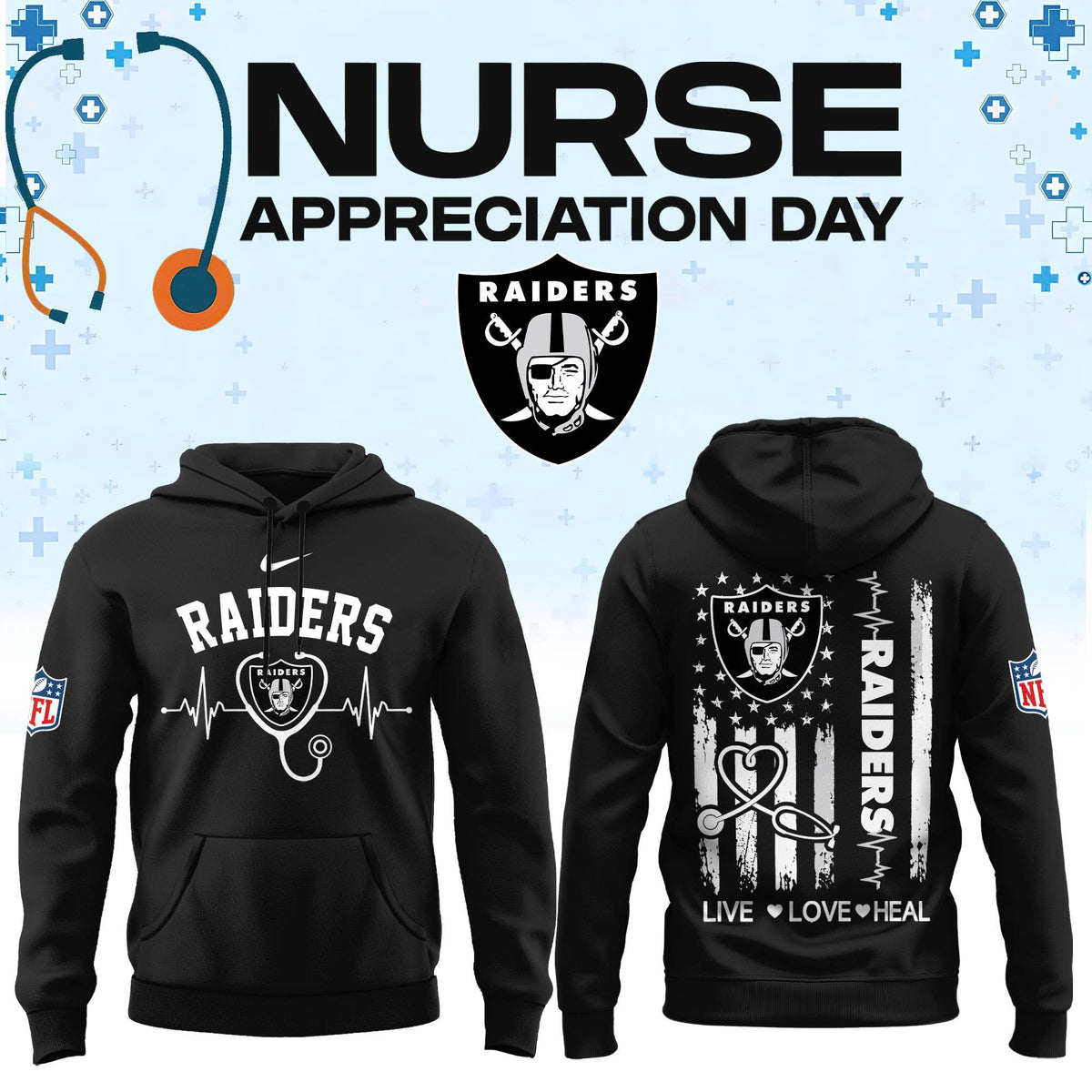 Limited Edition Las Vegas Raiders Nurse Appreciation Hoodie