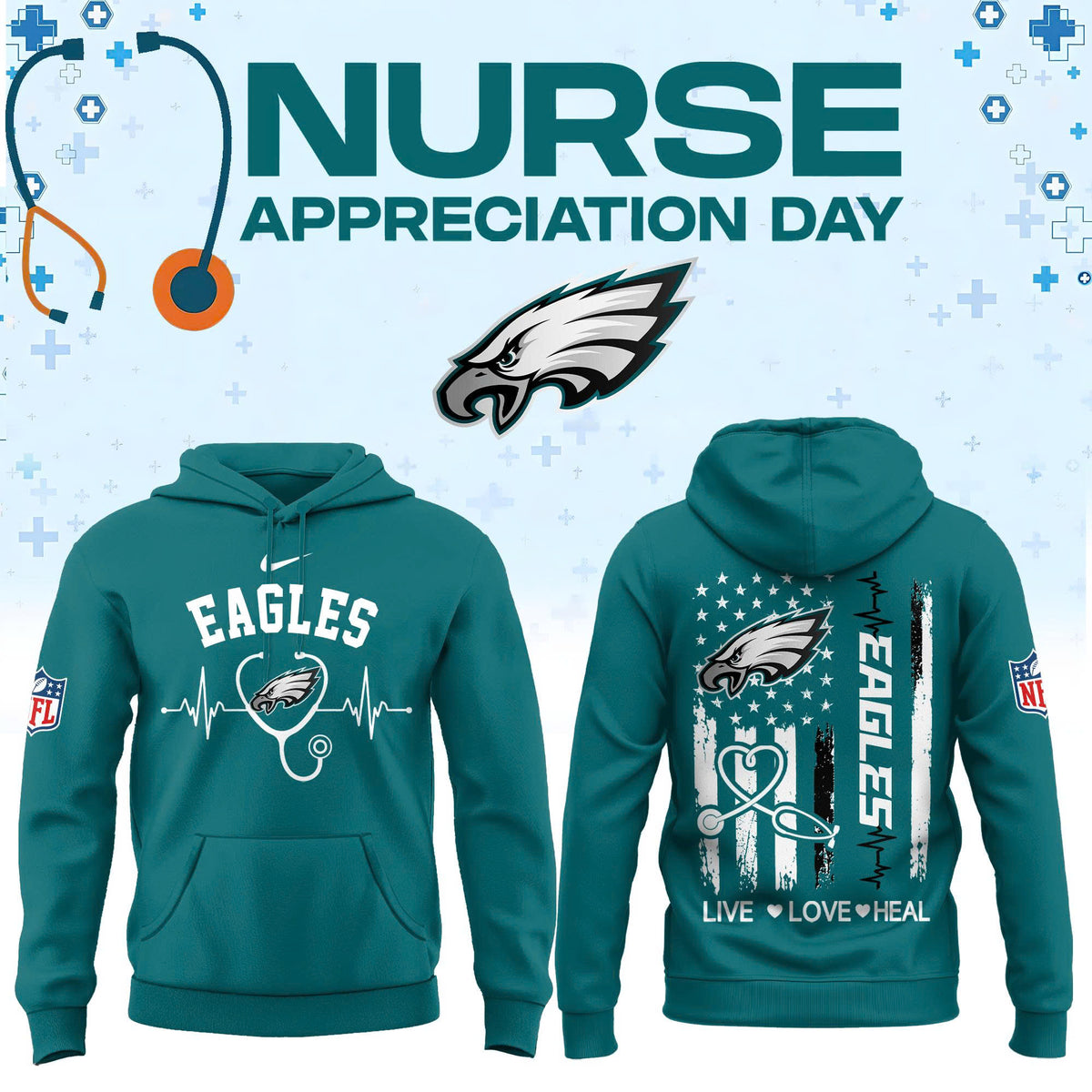Limited Edition Philadelphia Eagles Nurse Appreciation Hoodie