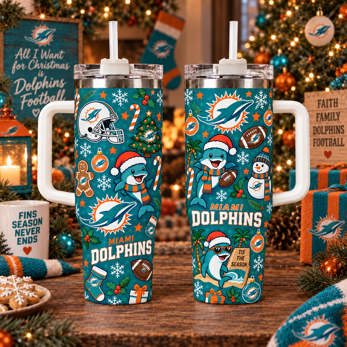 Limited Edition Miami Dolphins NFL Tumbler Christmas For Fan