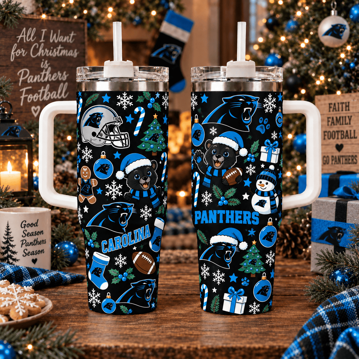 Limited Edition Carolina Panthers NFL Tumbler Christmas For Fan