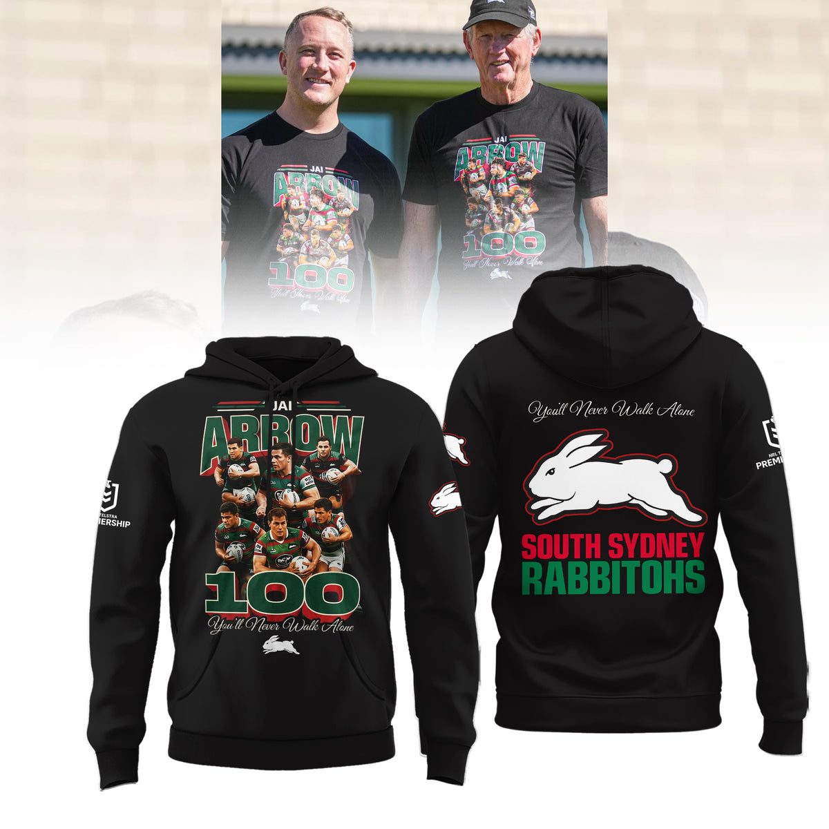 Limited Edition South Sydney Rabbitohs – Jai Arrow 100th Rabbitohs game – You’ll Never Walk Alone Hoodie