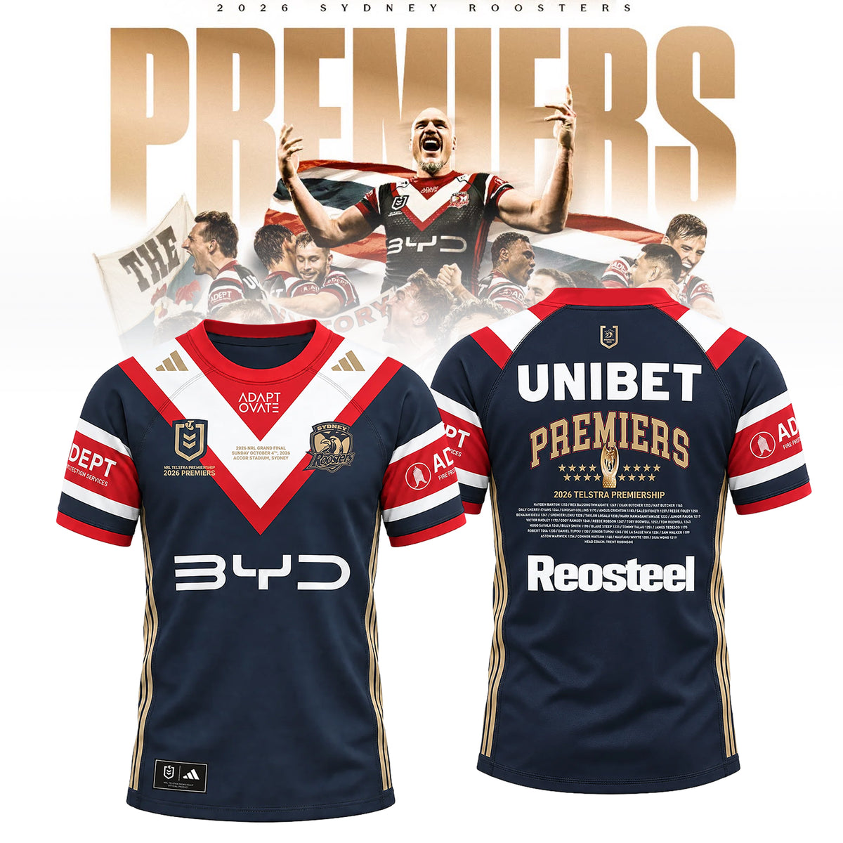Limited Edition Sydney Roosters 2026 NRL Premiers T-shirt