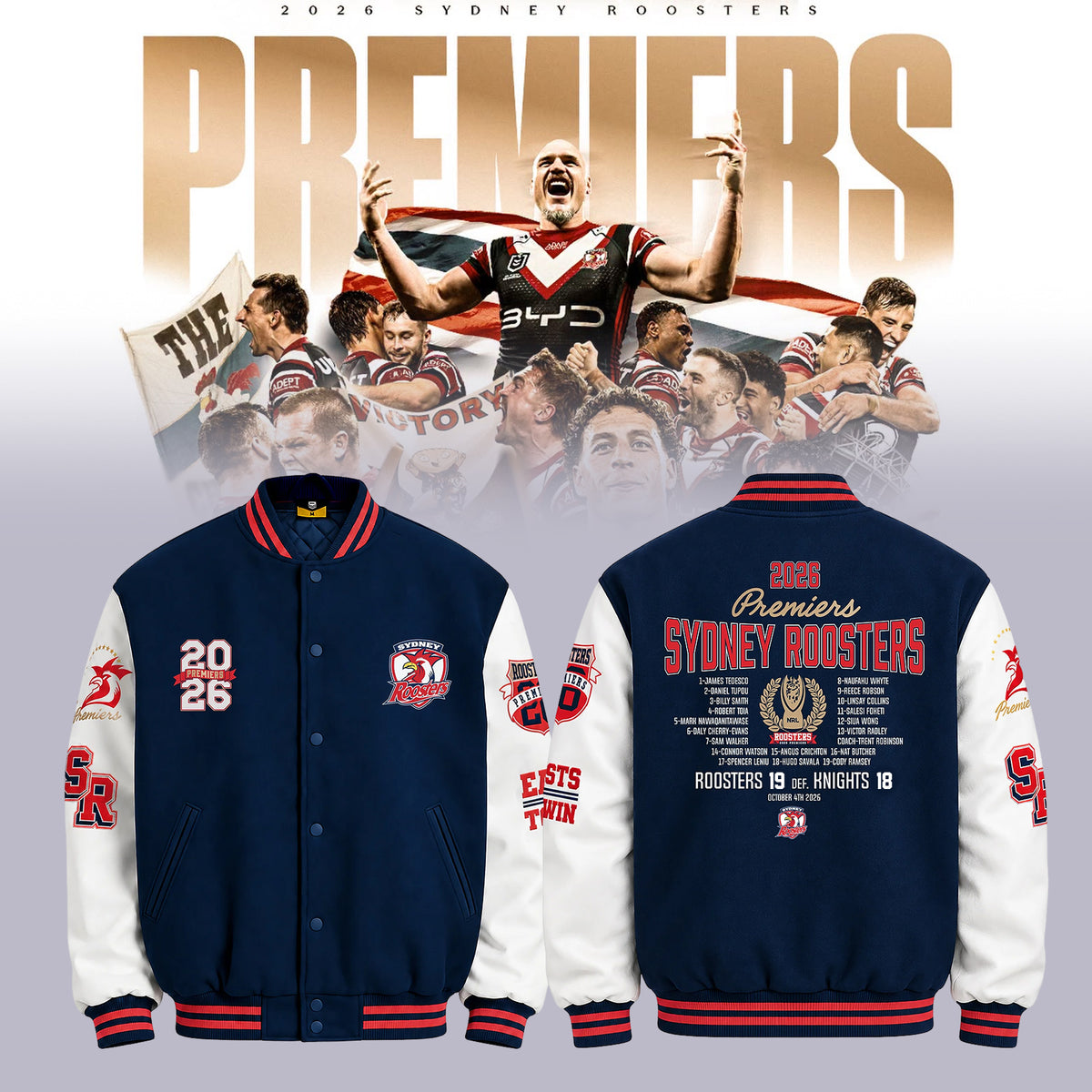 Limited Edition Sydney Roosters 2026 NRL Premiers Jacket
