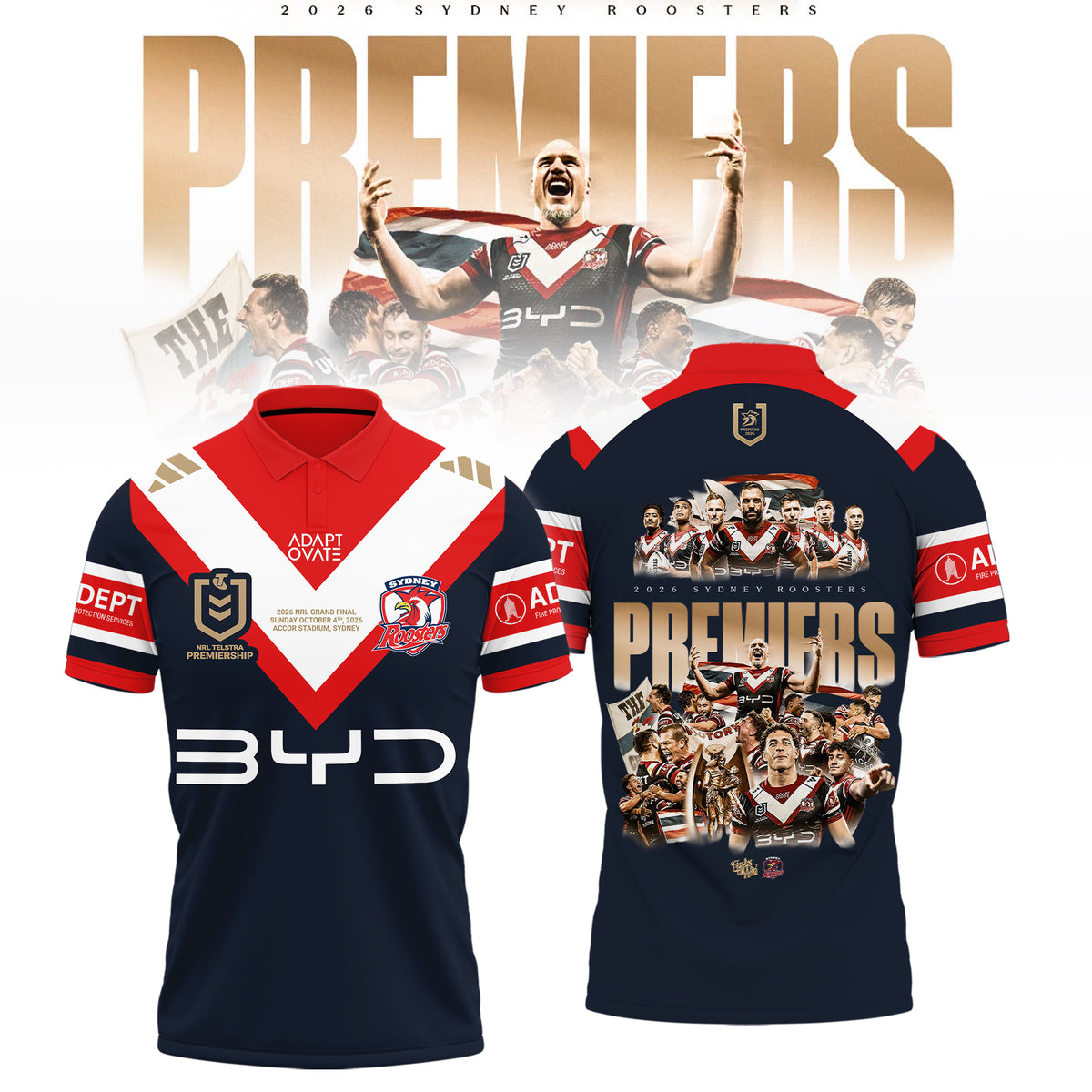 Limited Edition Sydney Roosters 2026 NRL Premiers Polo