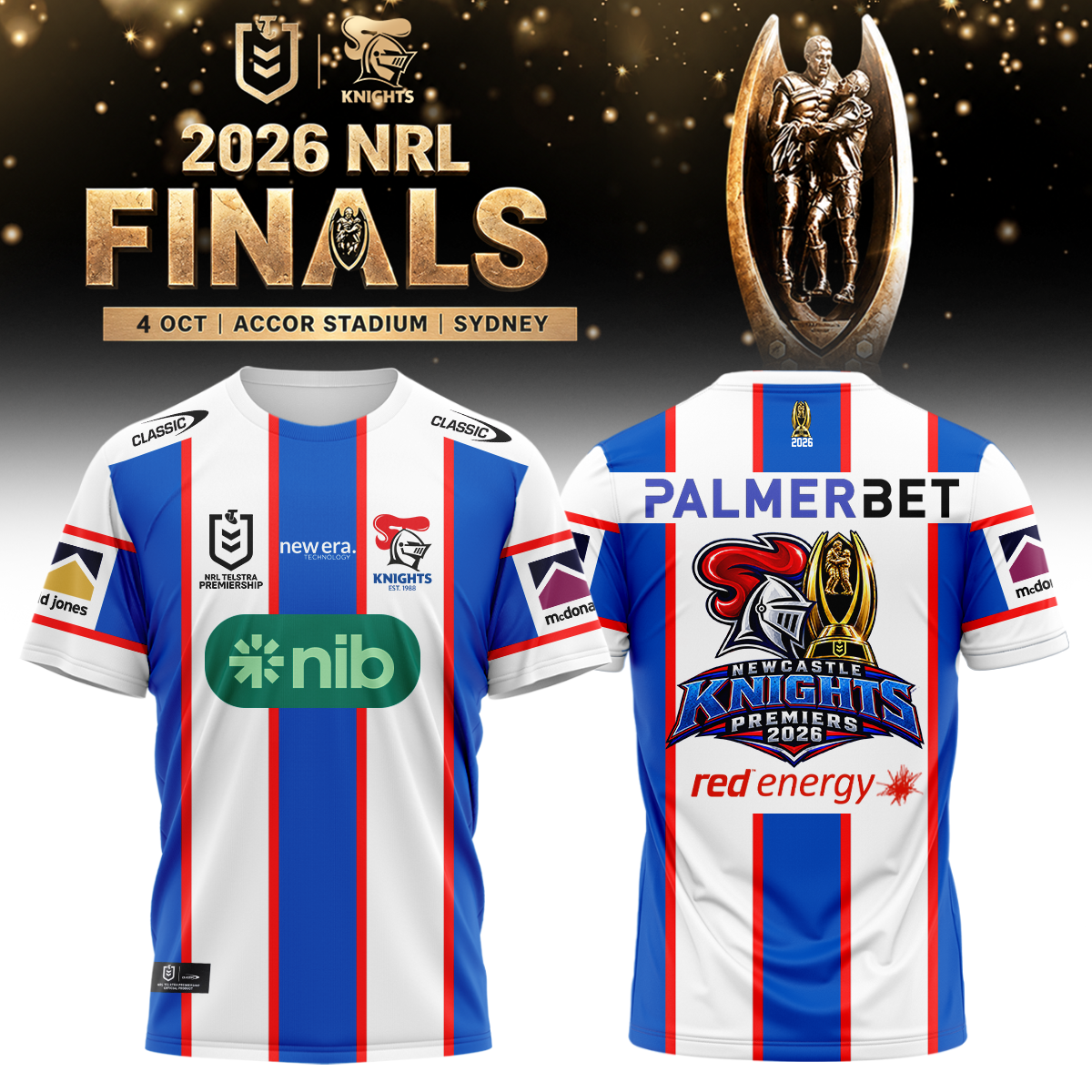 Limited Edition Newcastle Knights 2026 NRL Premiers T-shirt