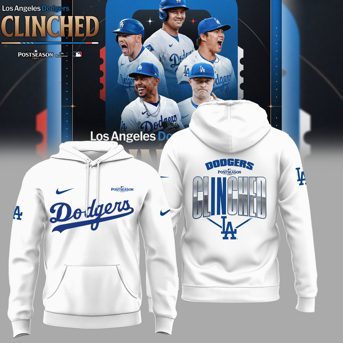 Limited Edition LA Postseason 2026 Clinched Hoodie