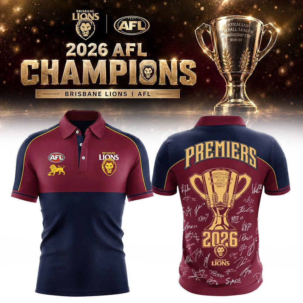 Limited Edition Limited Edition Brisbane Lions 2026 AFL Three - Peat Premiers Polo