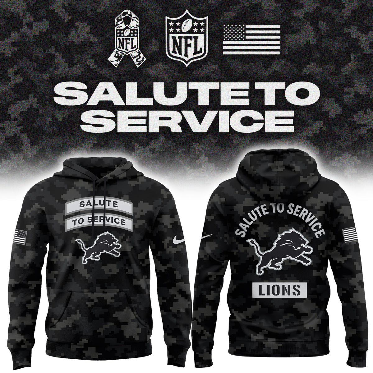 Limited Edition Detroit Lions Salute To Service “Made With Purpose” Hoodie