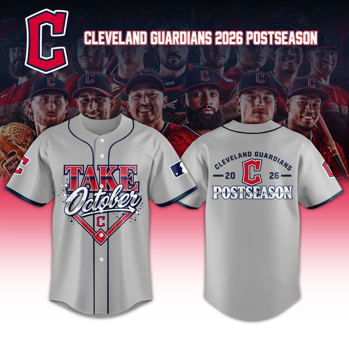 Limited Edition Cleveland Guardians MLB Division Series Champions Distressed Locker Room Take October Jersey
