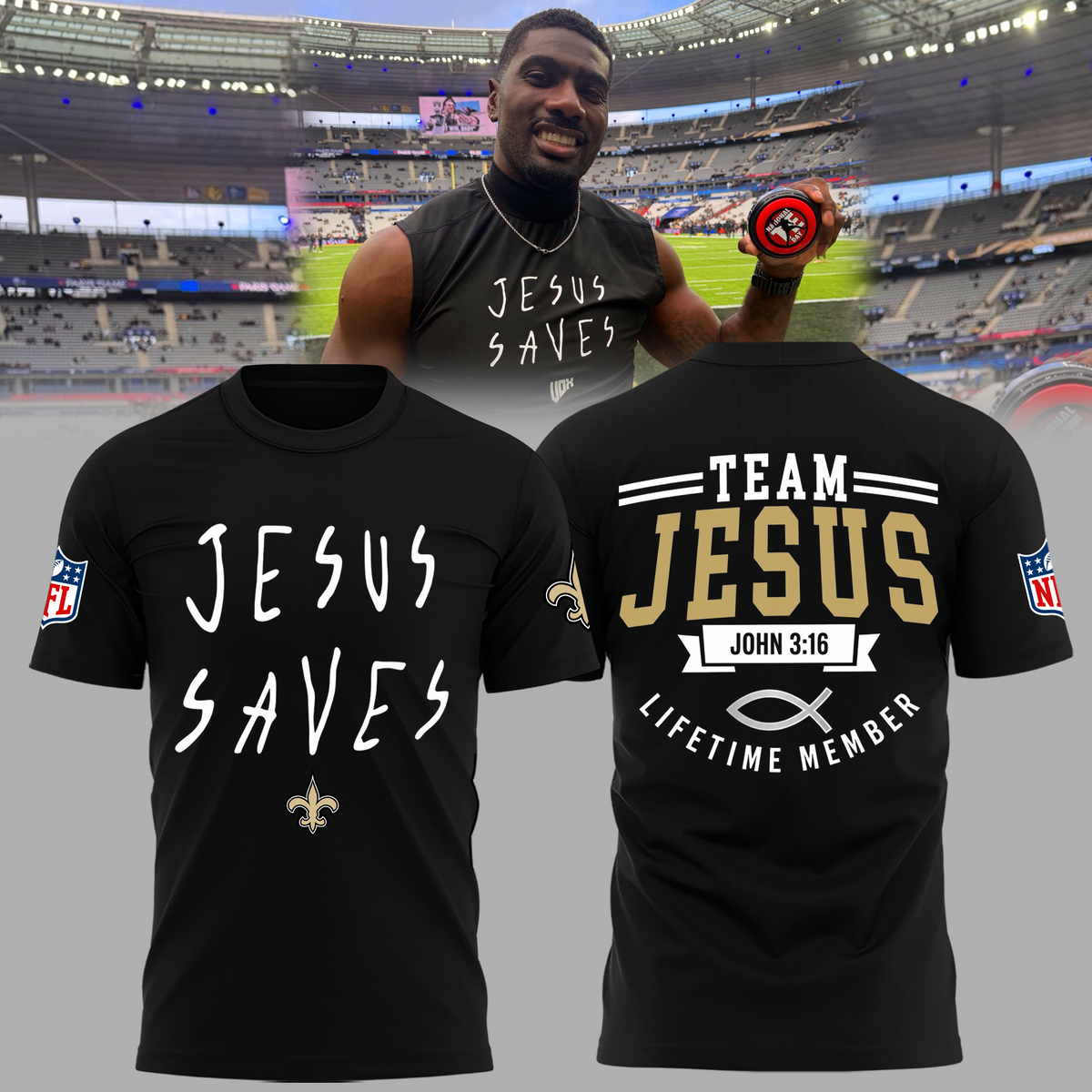 Limited Edition New Orleans Saints Jesus Saves T-shirt