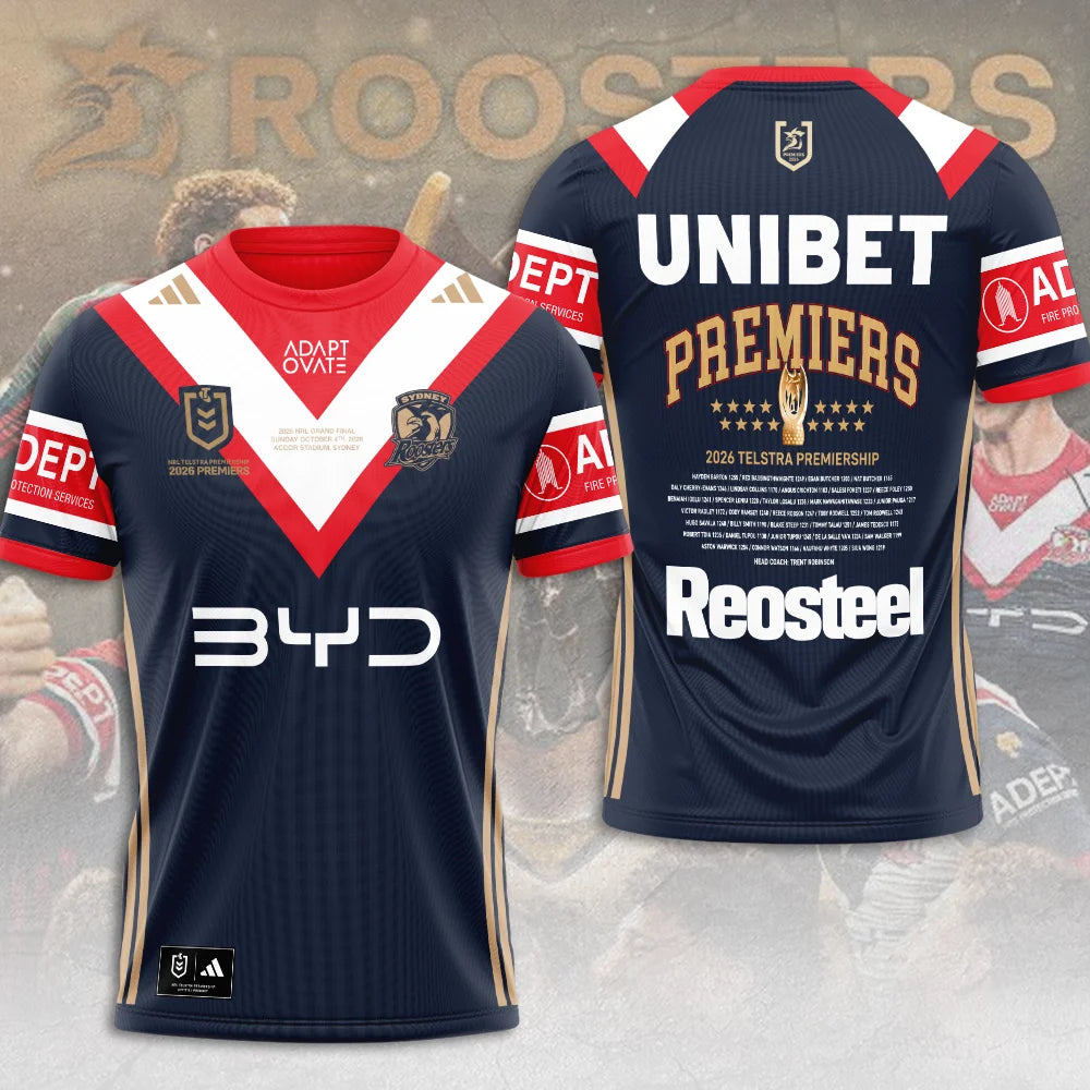 Limited Edition Sydney Roosters 2026 NRL Premiers T-shirt