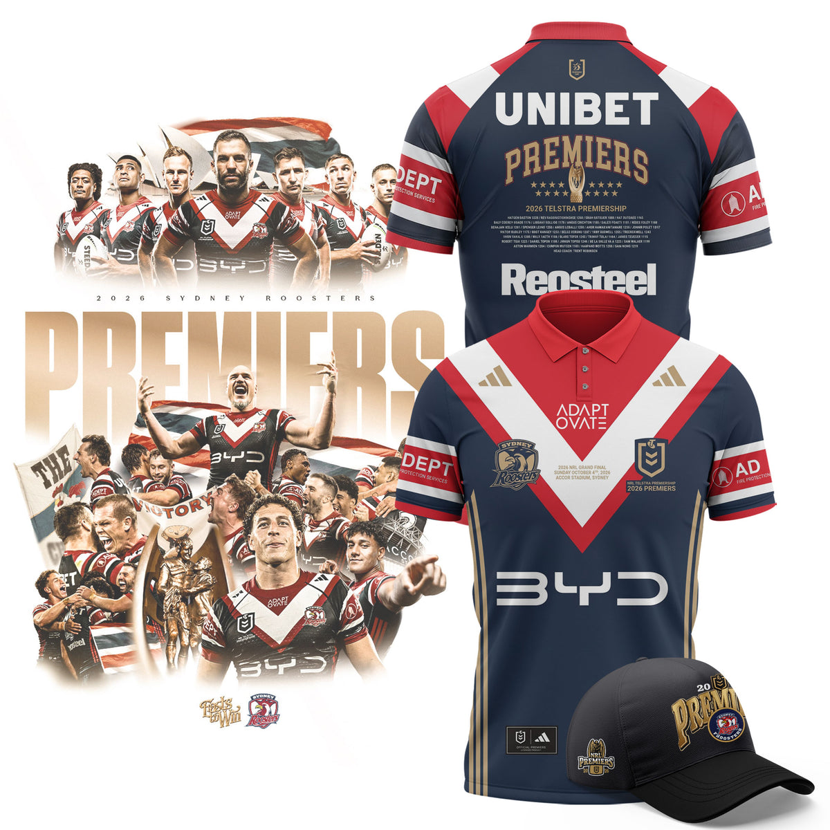 Limited Edition Sydney Roosters 2026 NRL Premiers Polo