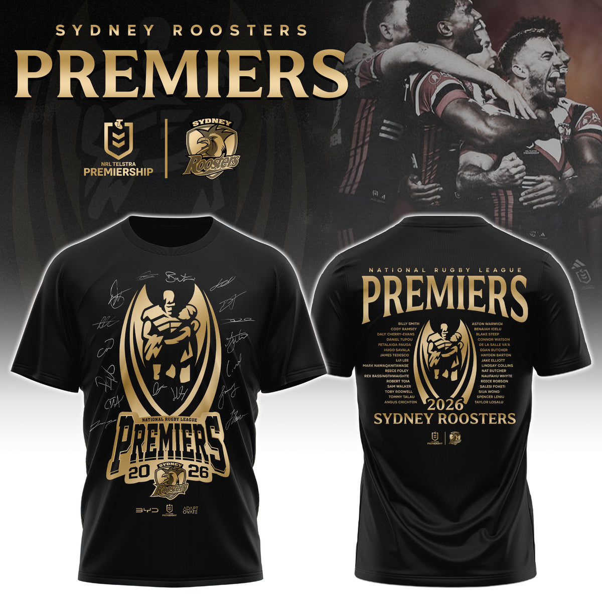 Limited Edition Sydney Roosters 2026 NRL Premiers T-shirt