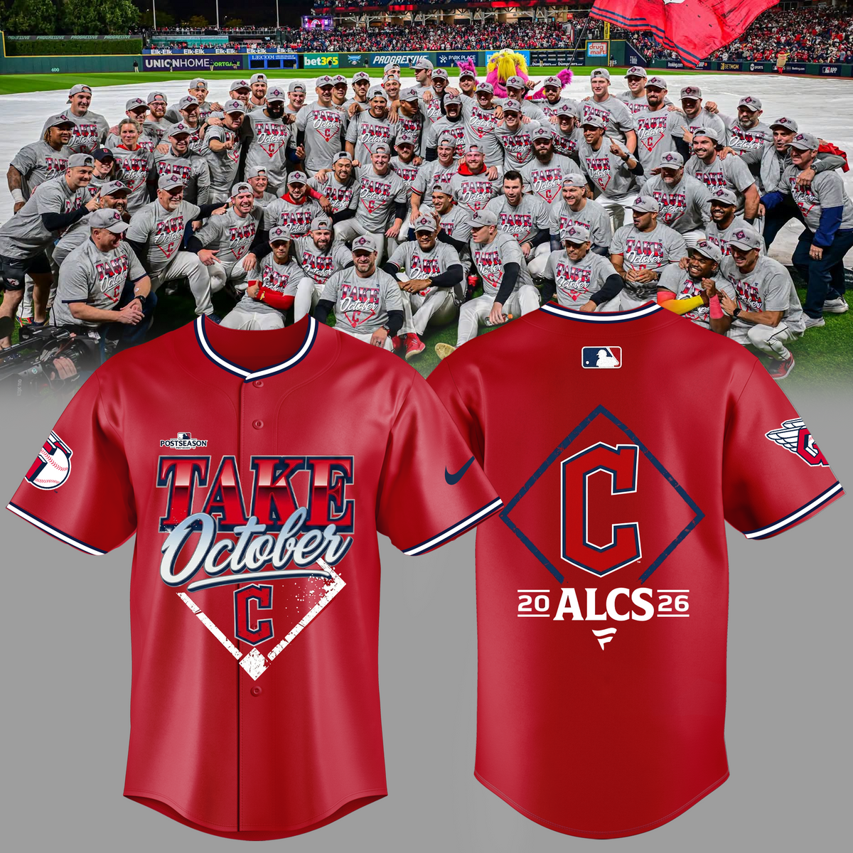 Limited Edition Cleveland Guardians MLB Division Series Champions Distressed Locker Room Take October Jersey
