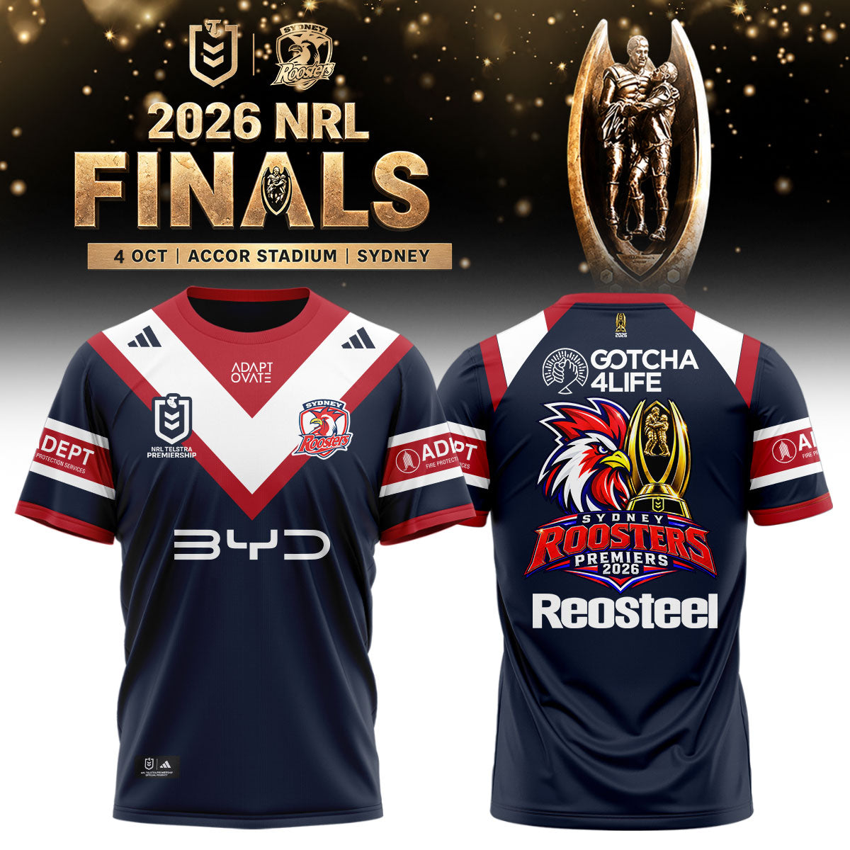 Limited Edition Sydney Roosters 2026 NRL Premiers T-shirt
