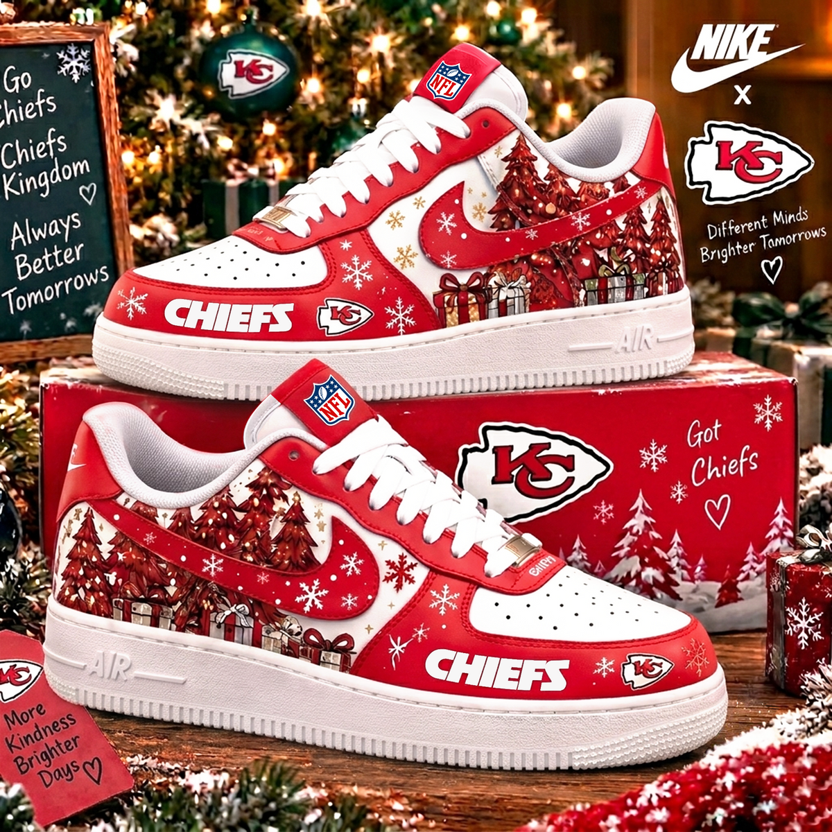 Limited Edition Kansas City Chiefs Chrismas For Fan AF1 Shoes