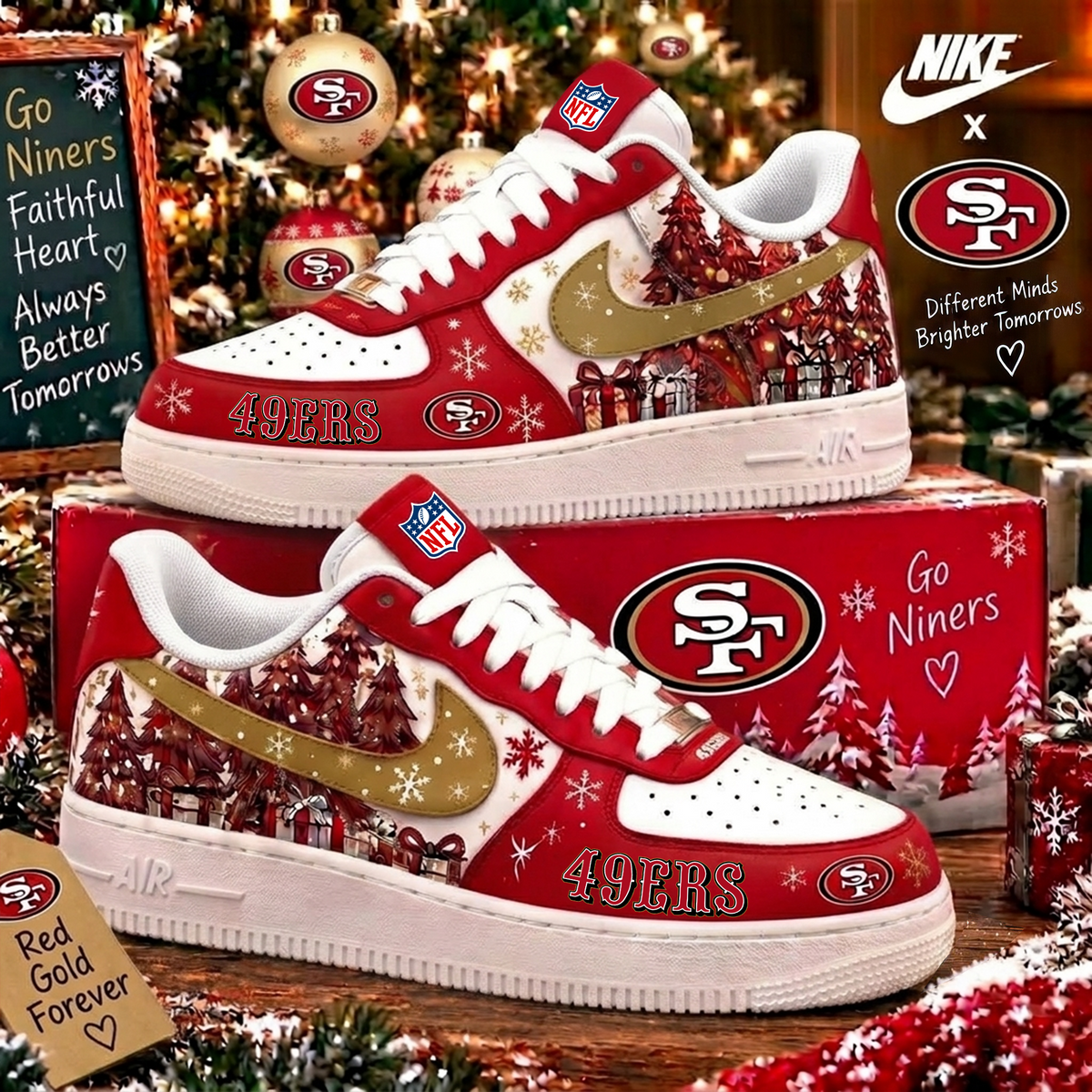 Limited Edition San Francisco 49ers Chrismas For Fan AF1 Shoes