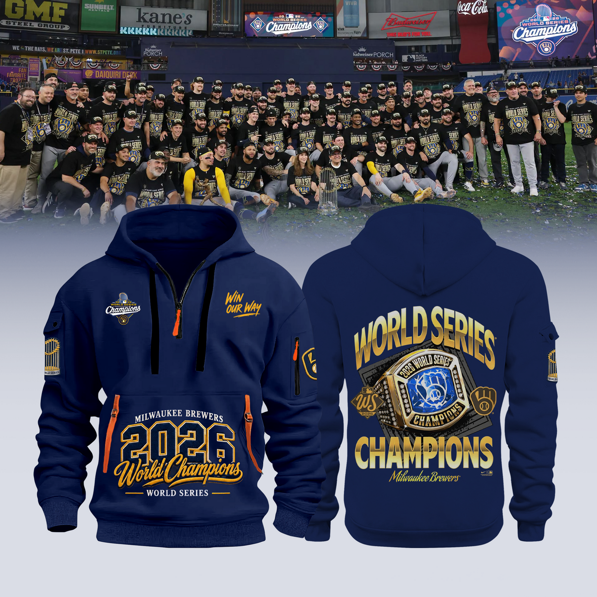 Limited Edition Milwaukee Brewers 2026 World Series Champions Half Zip Hoodie