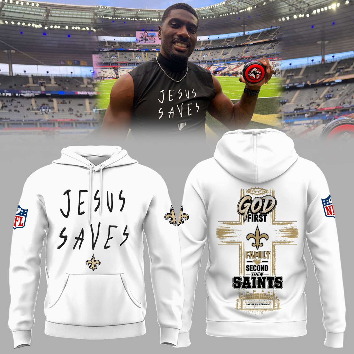 Limited Edition New Orleans Saints Jesus Saves Hoodie