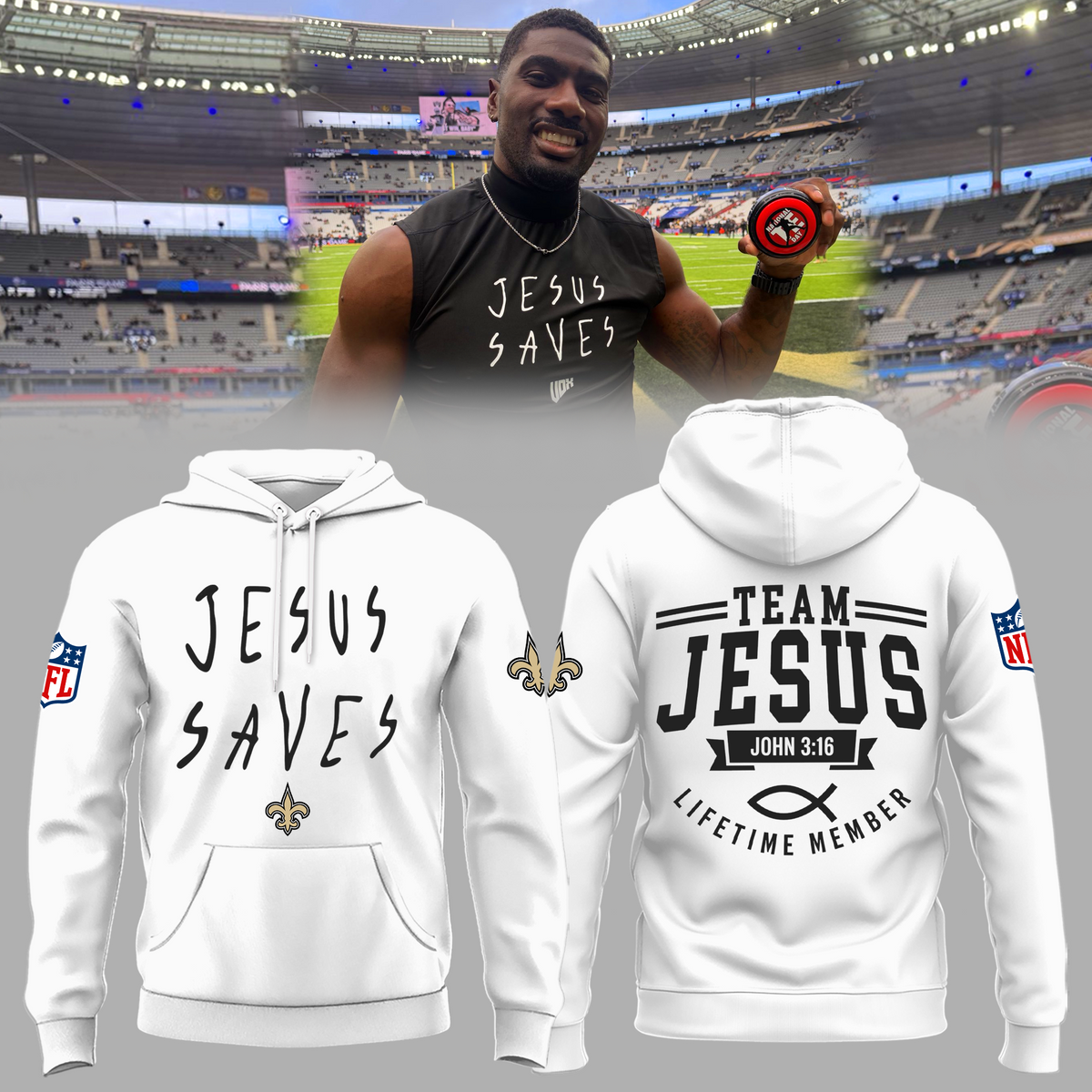 Limited Edition New Orleans Saints Jesus Saves Hoodie