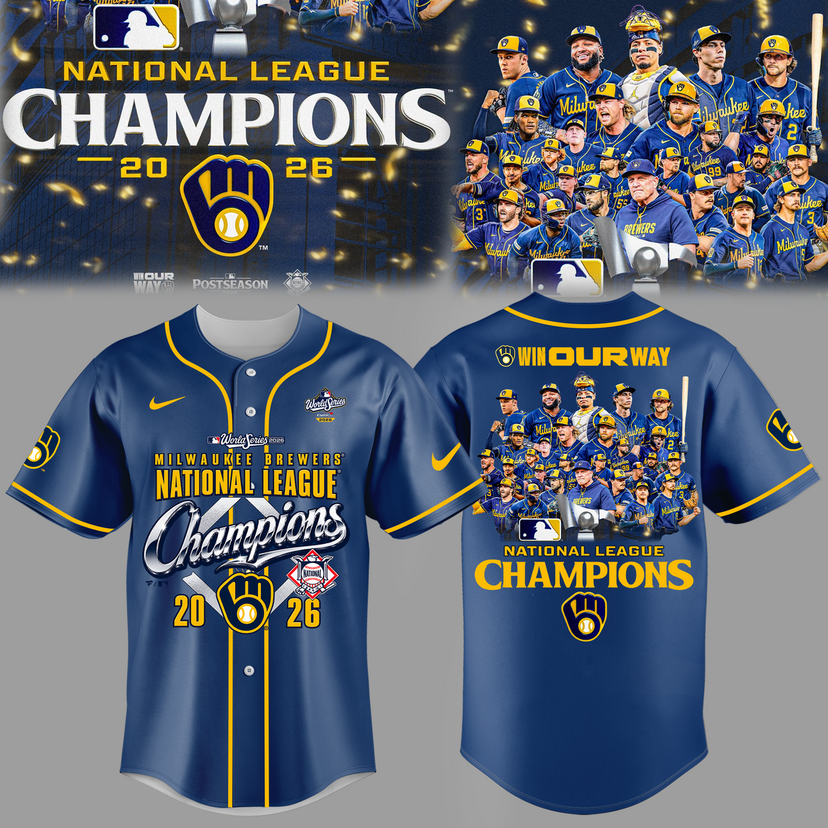 Limited Edition Milwaukee Brewers 2026 National League Champions Jersey