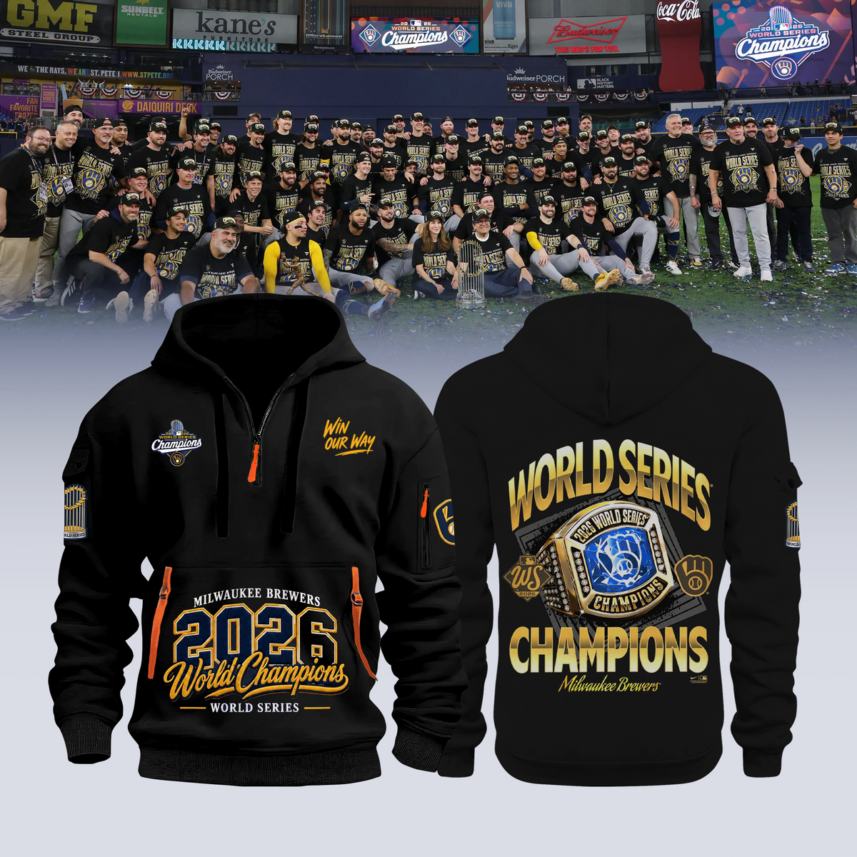 Limited Edition Milwaukee Brewers 2026 World Series Champions Half Zip Hoodie