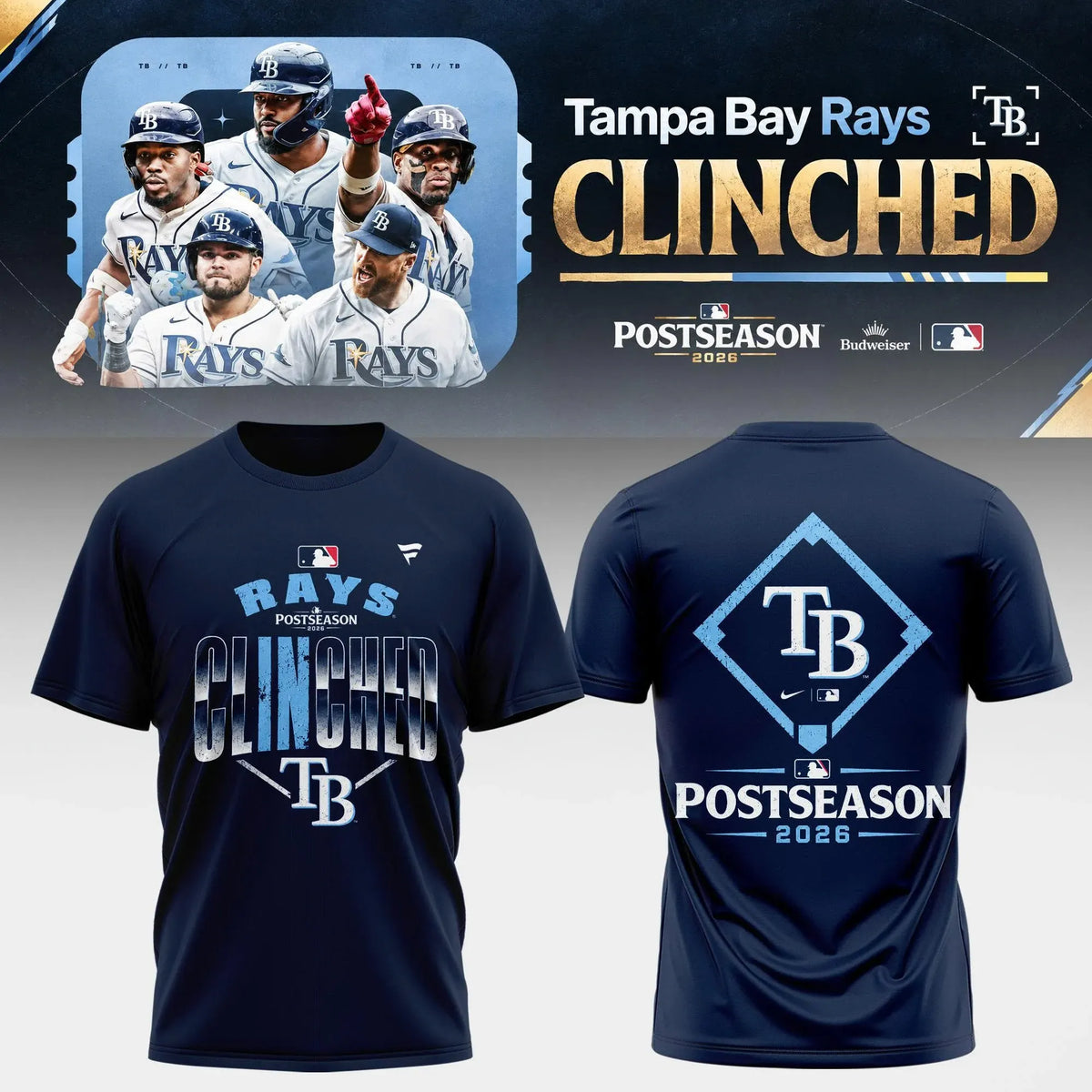 Limited Edition Tampa Bay Rays Postseason 2026 Clinched T-shirt