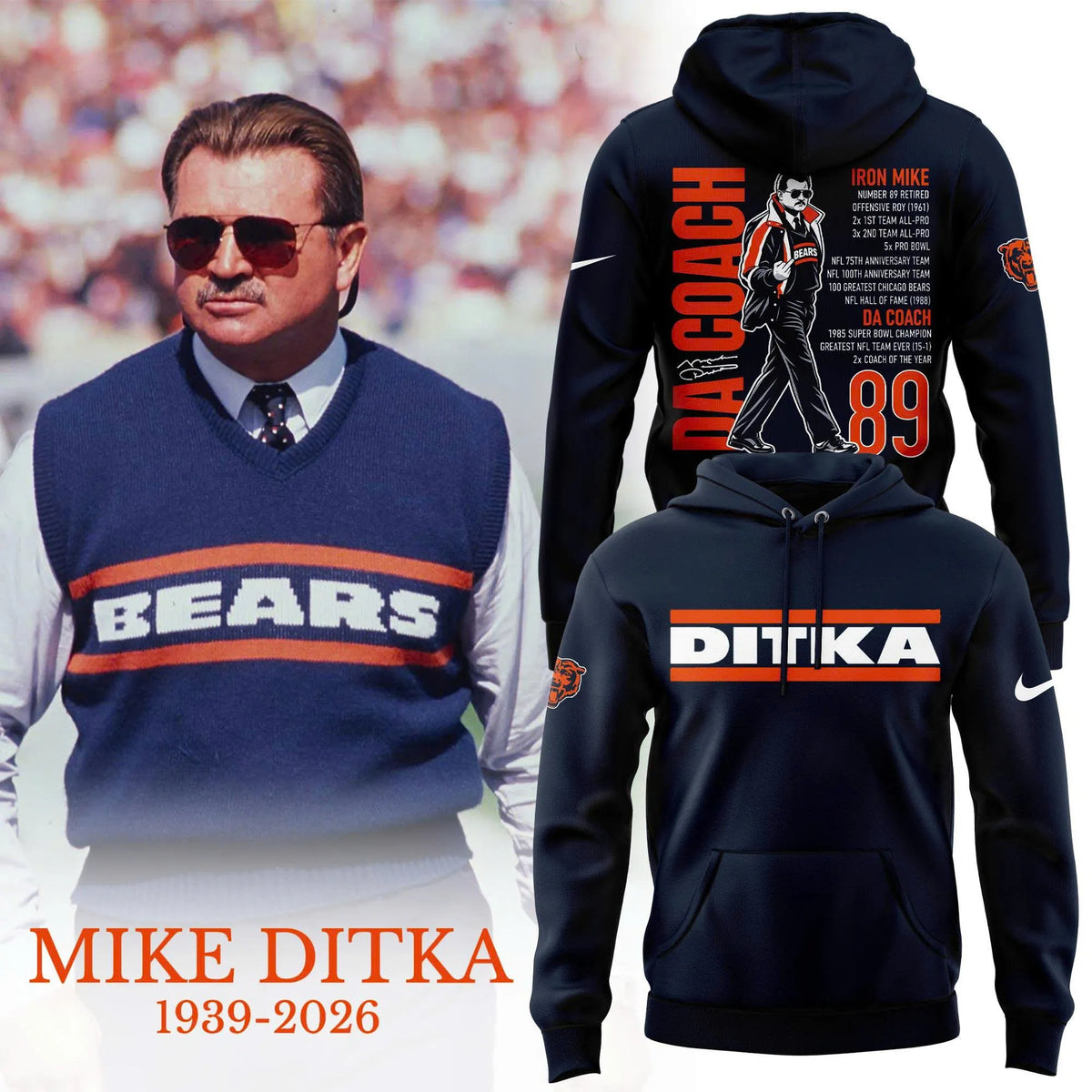 R.I.P Mike Ditka Thank You For The Memories Hoodie