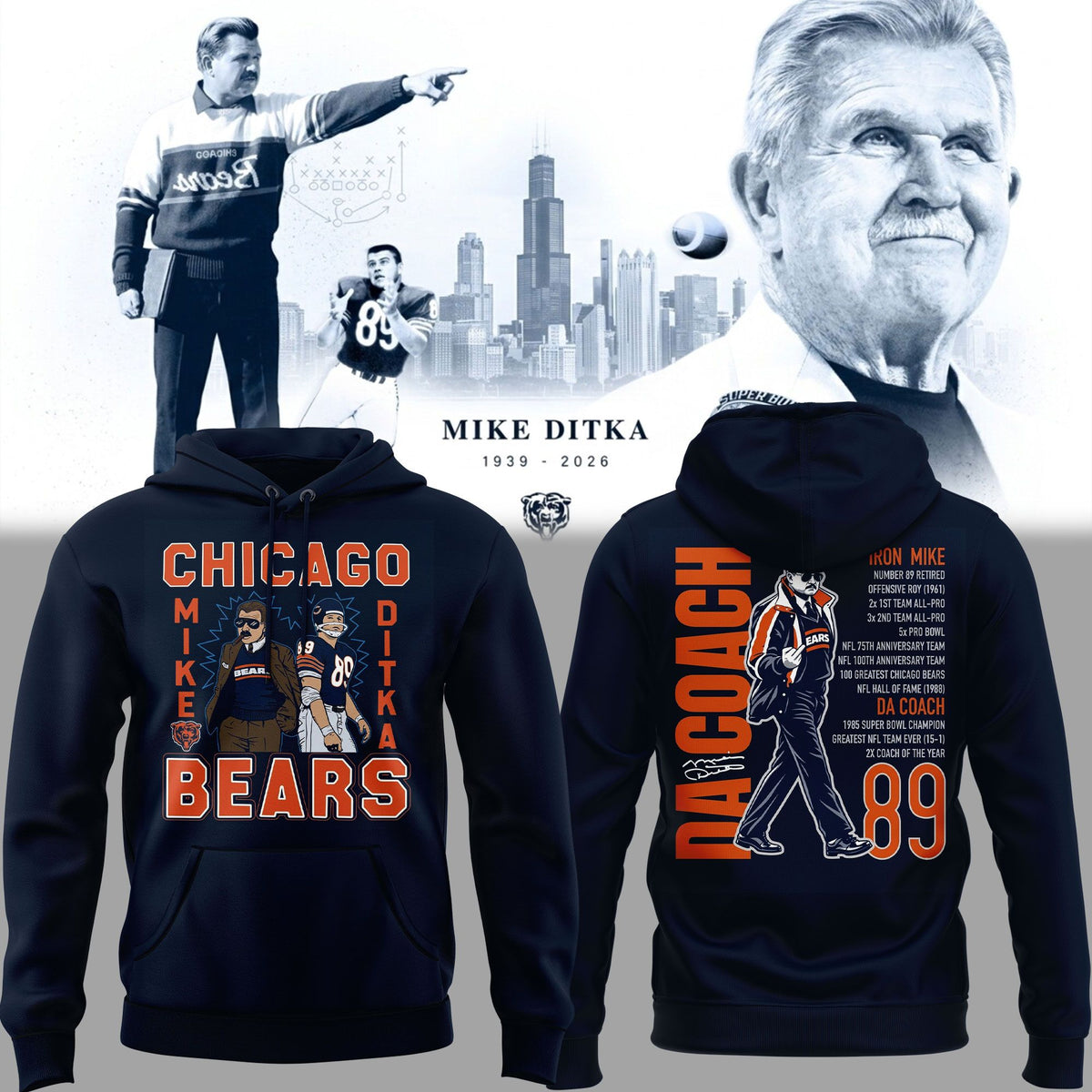 R.I.P Mike Ditka Thank You For The Memories Hoodie