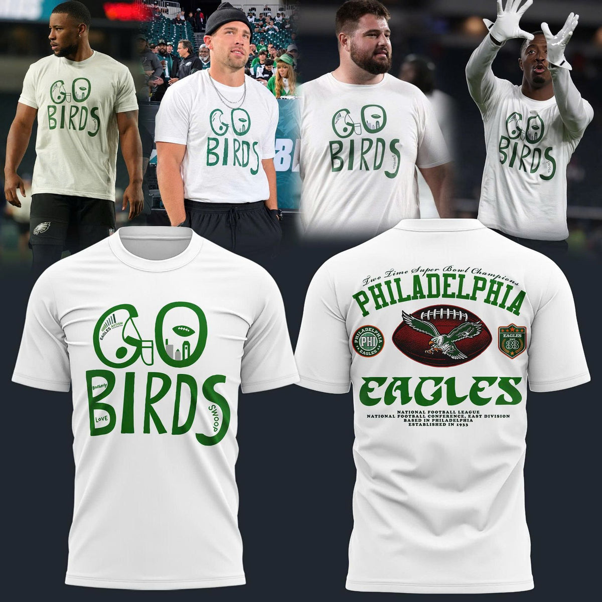 Limited Edition 2026 Philadelphia Eagles "GO BIRDS" T-shirt