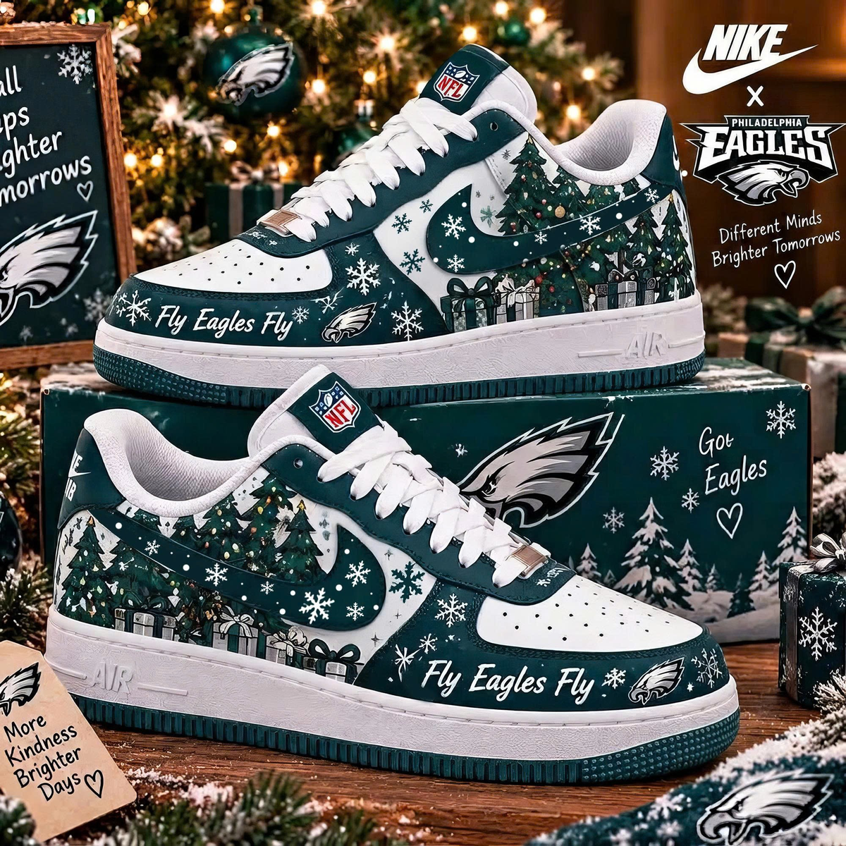 Limited Edition Philadelphia Eagles Chrismas For Fan AF1 Shoes
