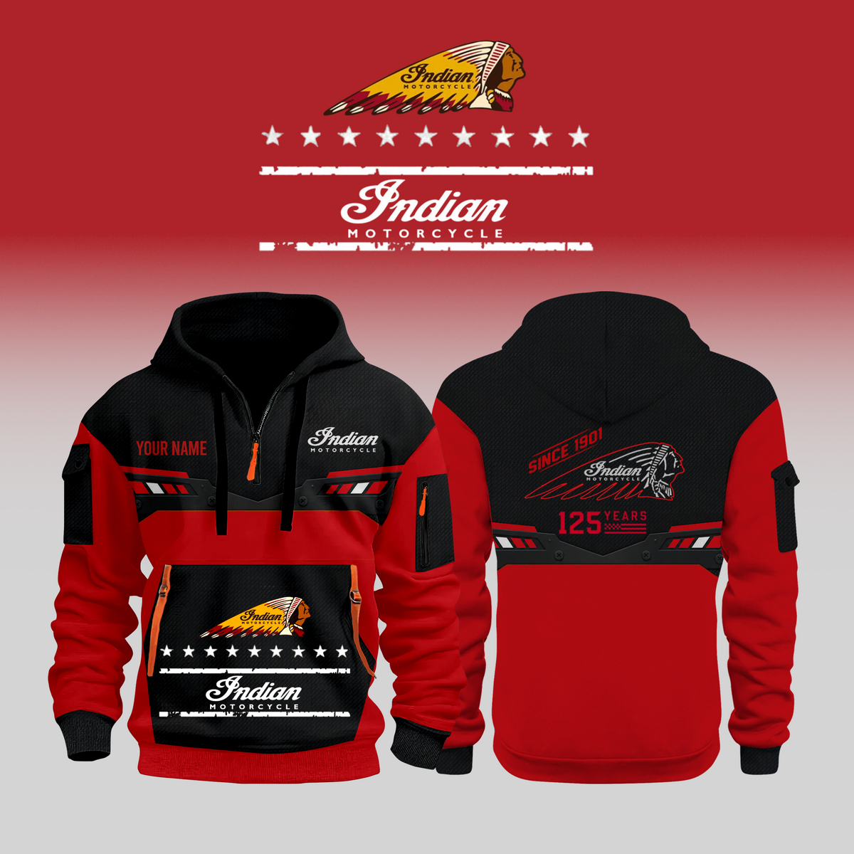 Limited Edition Indian Motorcycle New Half Zip Hoodie