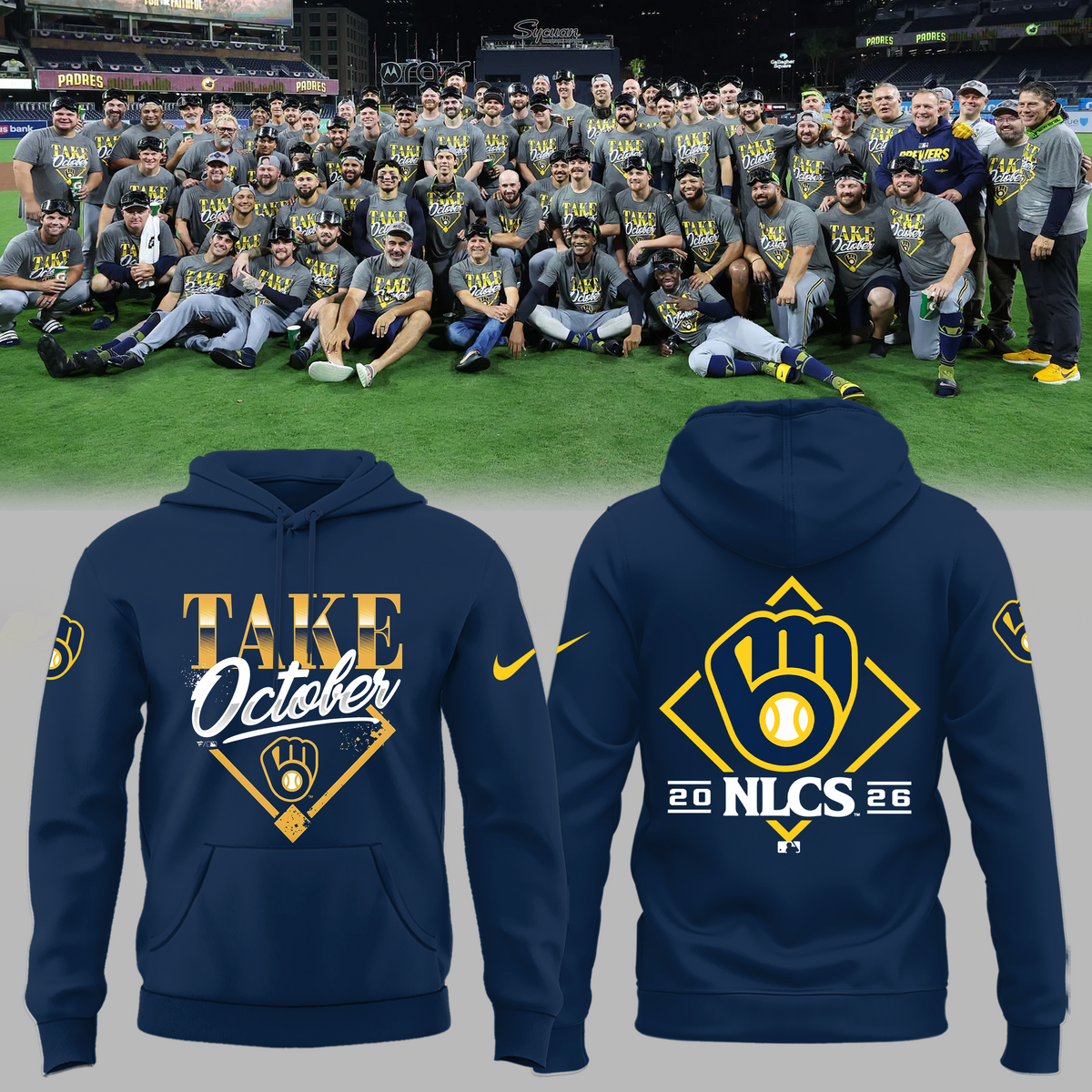 Limited Edition Milwaukee Brewers 2026 MLB Division Series Champions Distressed Locker Room Take October Hoodie