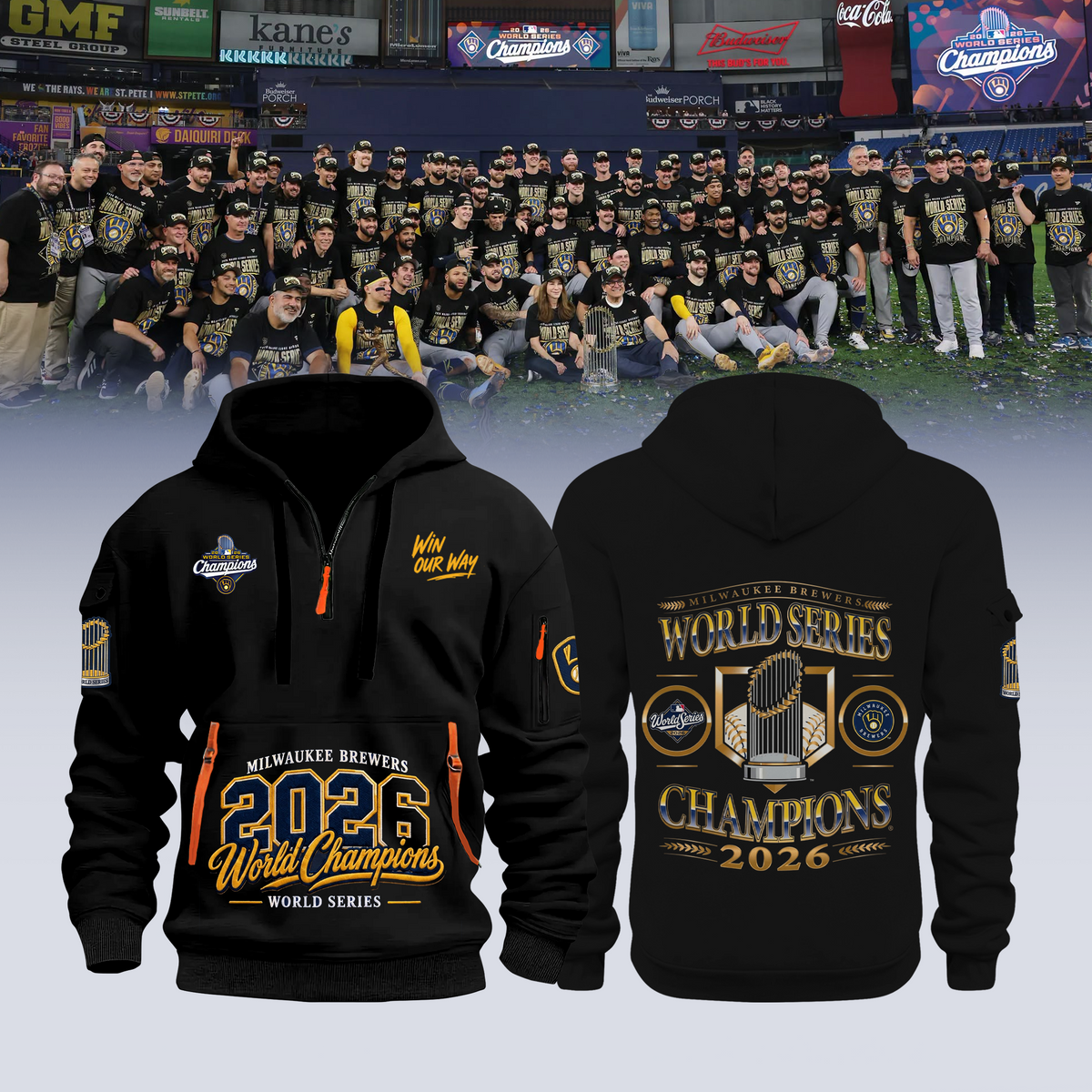 Limited Edition Milwaukee Brewers 2026 World Series Champions Half Zip Hoodie