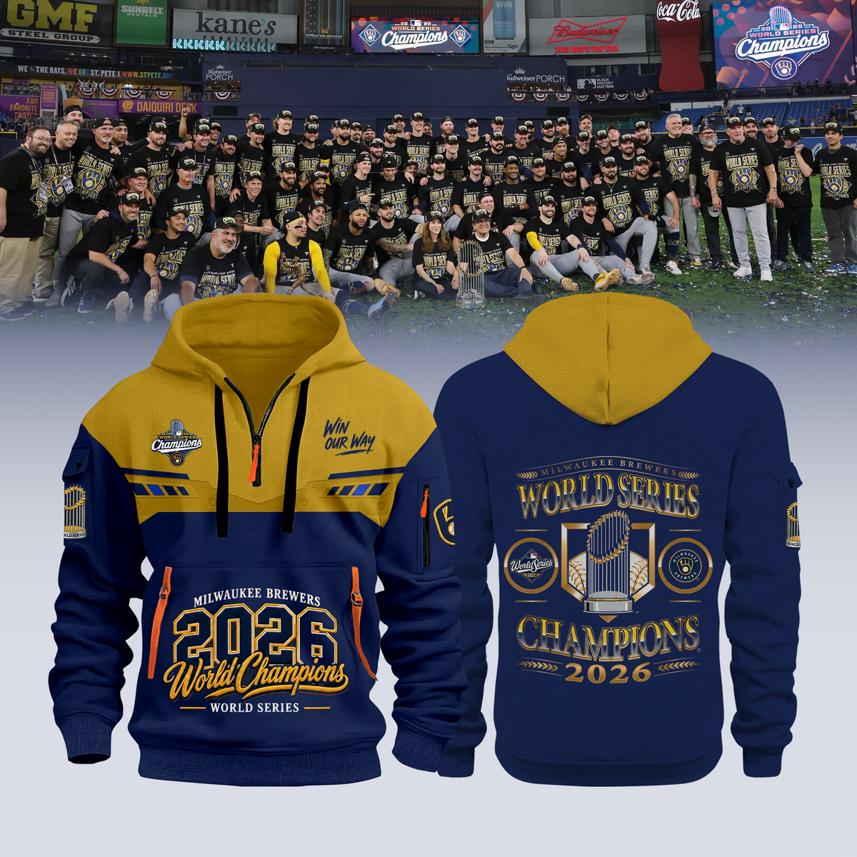 Limited Edition Milwaukee Brewers 2026 World Series Champions Half Zip Hoodie