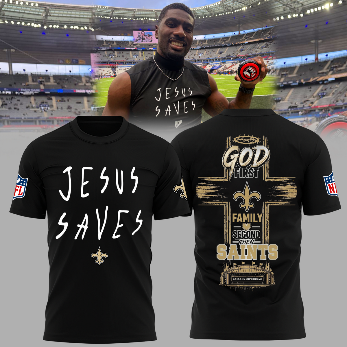 Limited Edition New Orleans Saints Jesus Saves T-shirt