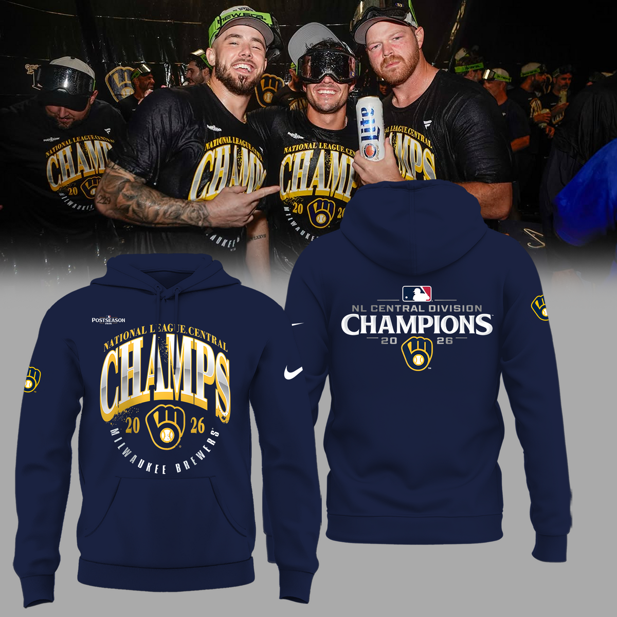 Limited Edition Milwaukee Brewers 2026 NL Central Division Champions Hoodie