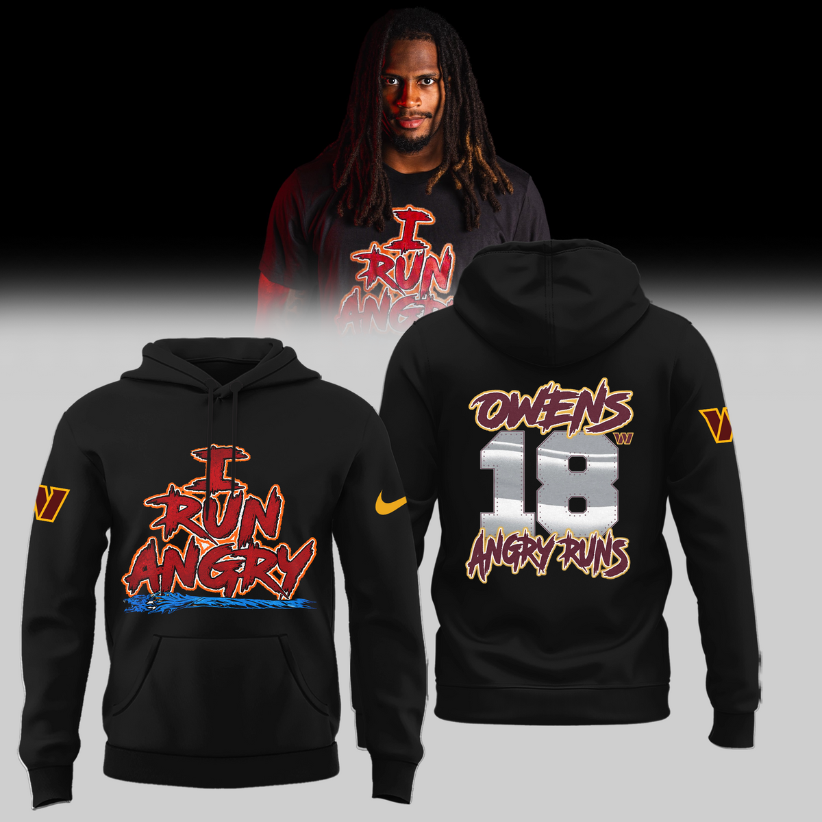 Limited Edition Washington Commanders Tyler Owens I Run Angry Hoodie