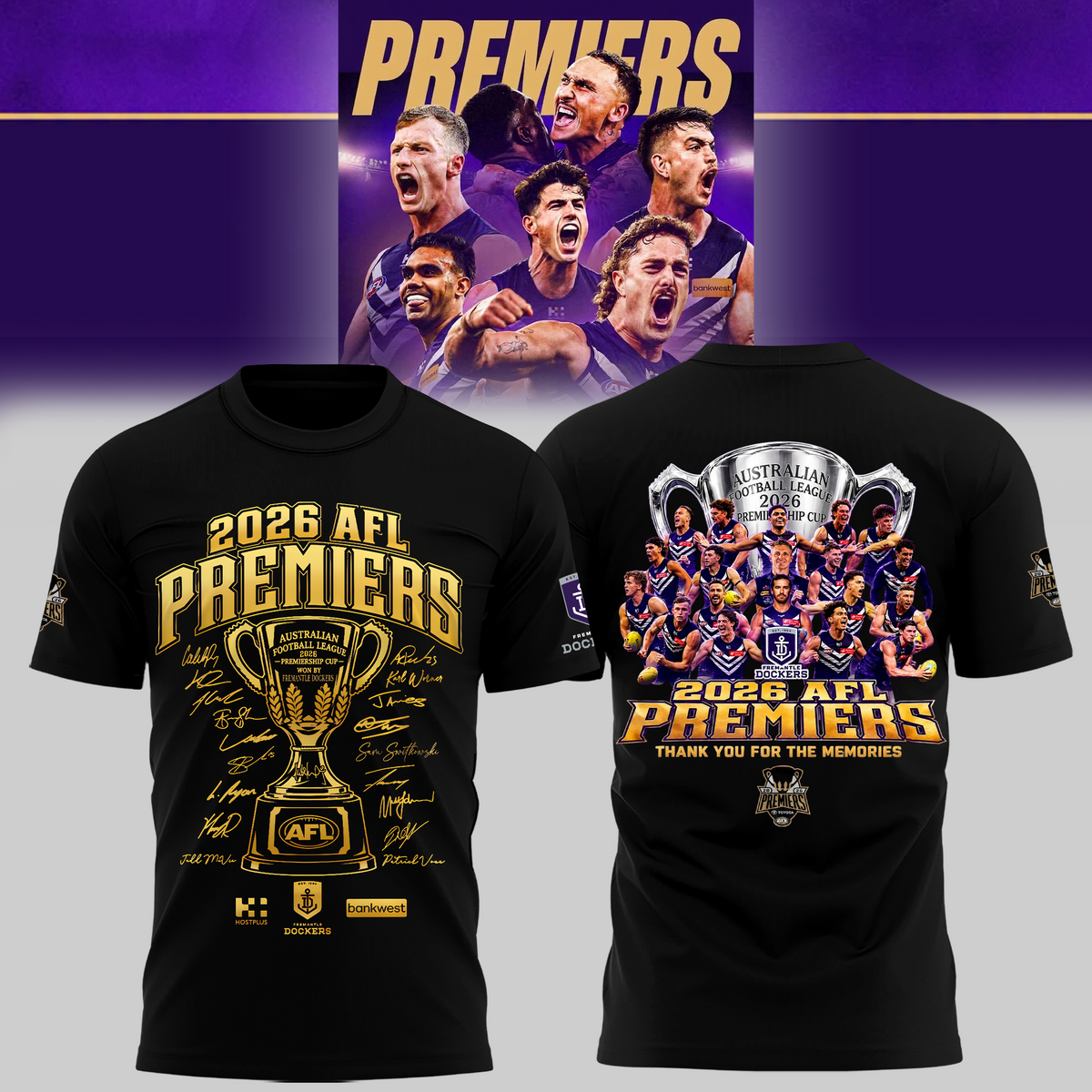 Limited Edition Fremantle Dockers 2026 AFL Premiers T-shirt