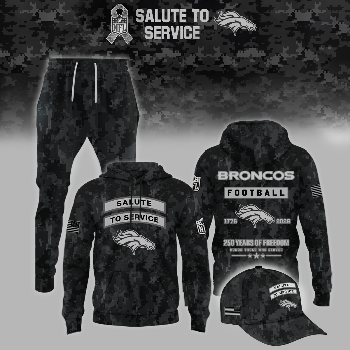 Limited Edition Denver Broncos NFL Salute to Service 2026 Hoodie