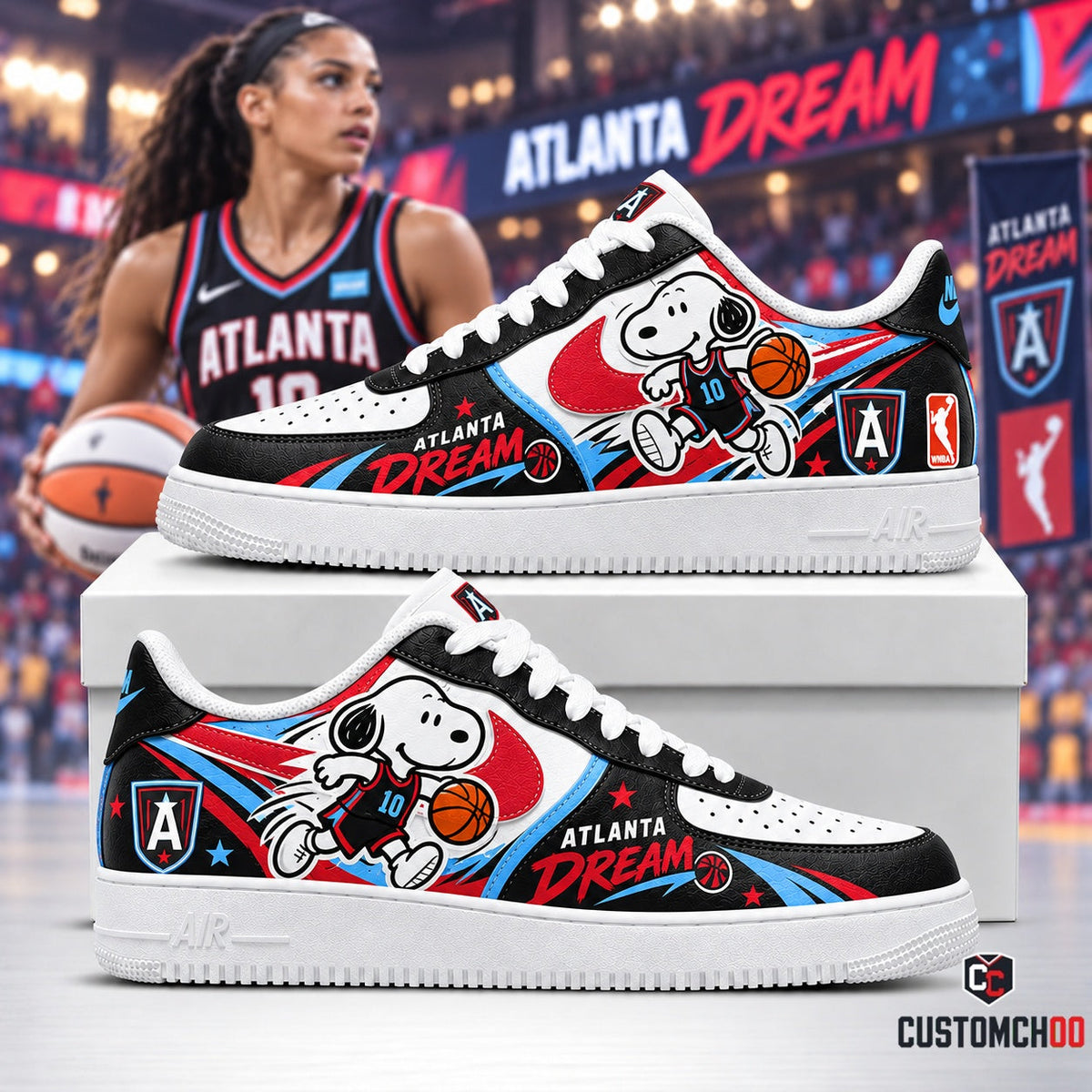 Limited Edition Atlanta Dream x Snoopy 2026 AF1 Shoes