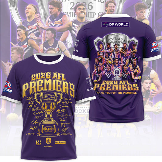 Limited Edition Fremantle Dockers 2026 AFL Premiers T-shirt