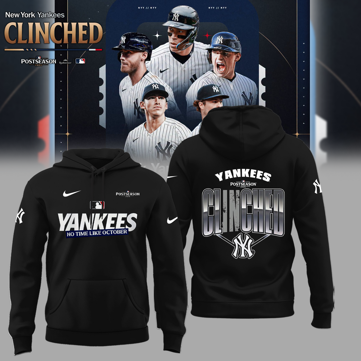 Limited Edition NY Postseason 2026 Clinched Hoodie