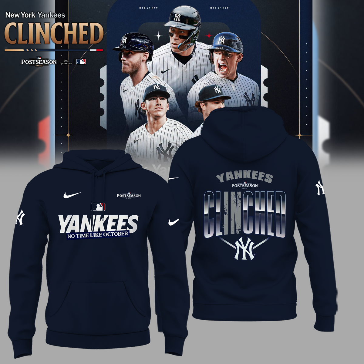 Limited Edition NY Postseason 2026 Clinched Hoodie