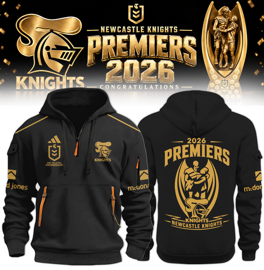 Limited Edition Newcastle Knights 2026 NRL Premiers Half Zip Hoodie